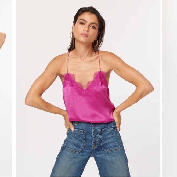 • Cami NYC • Women’s Racer Back Tank Top Charmeuse Cami Magenta Pink Large - Picture 2 of 6